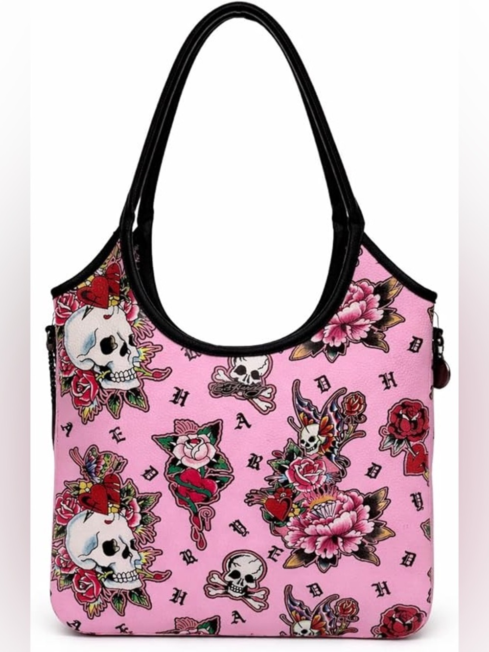 NWT Ed Hardy: Women's Faux Leather Tote Bag (Skull Rose Pink)